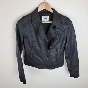 OLD NAVY | Black Moto Faux Leather Jacket XS Ladies